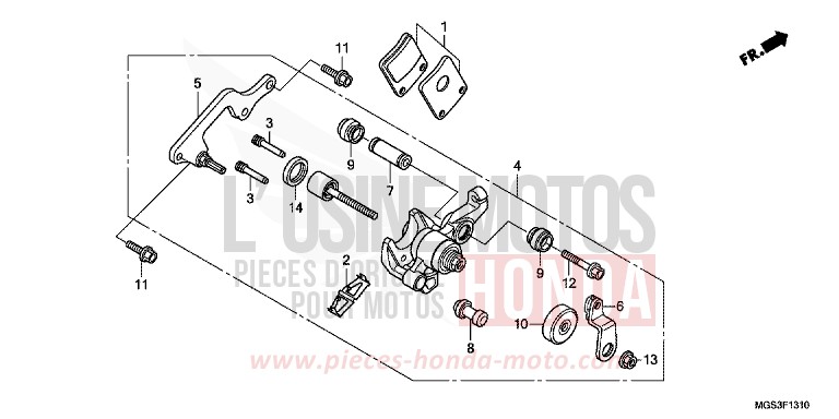 PARKING BRAKE CALIPER for NC700X Dual Cluth ABS MAGNA RED (R201) from 2012